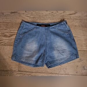 Johnny Blaze Women's Blue Jean Shorts Size 5/6 Flame  & Jeweled Y2K